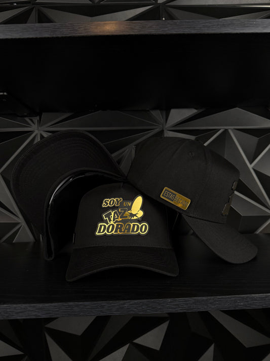 Tazo dorado SnapBack gorra- negra