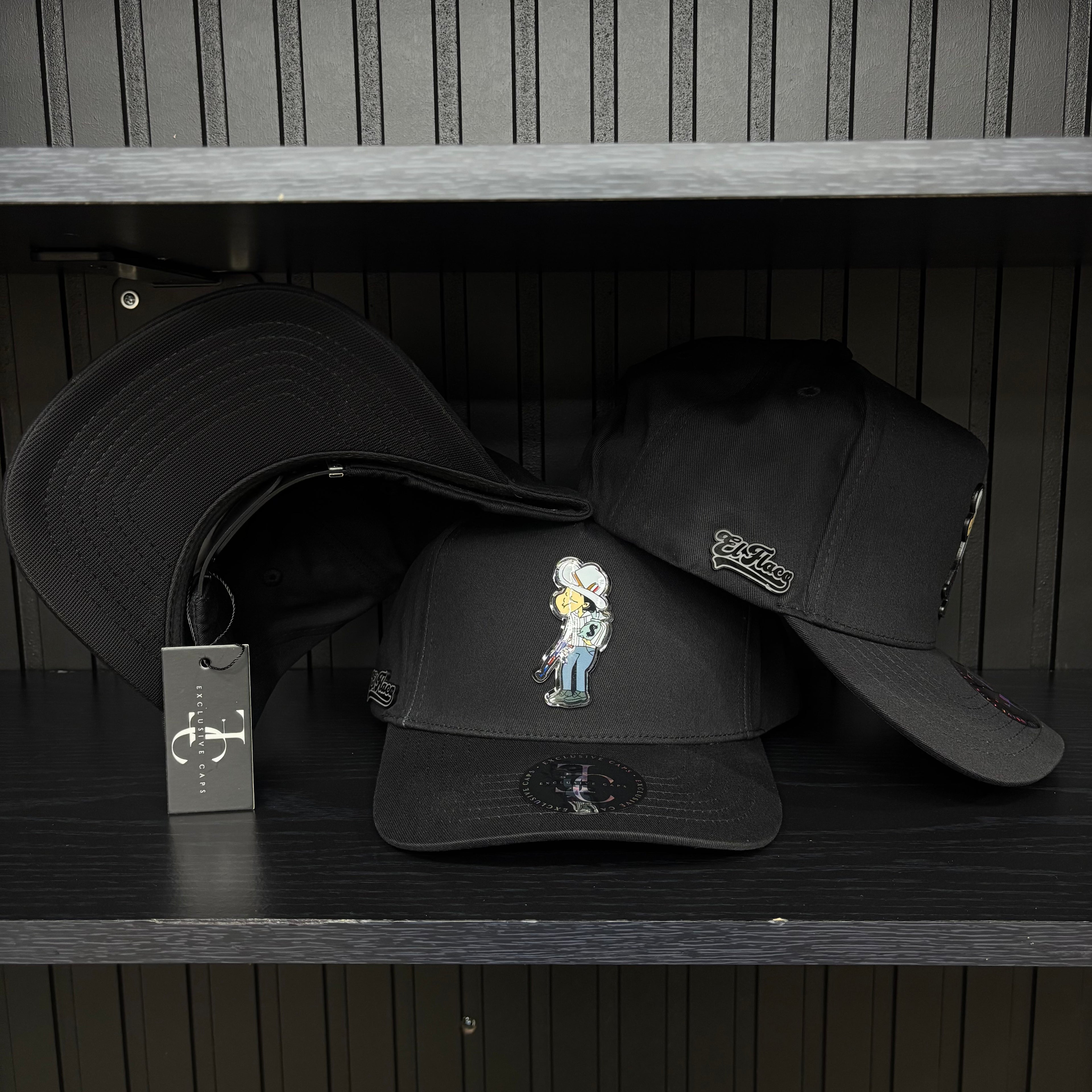 Exclusive Caps El Flaco SnapBack Hat-Gorra negra de algodón