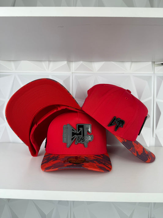 CT Tumbado Placa SnapBack Gorra-Roja Camuflaje