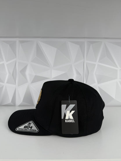 Gold Gallo Placa SnapBack Gorra-Negra