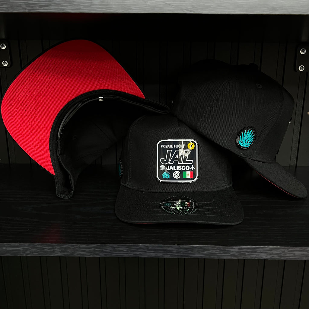 Exclusive Jalisco Private Flight SnapBack Hat - Black/Red Cotton Cap