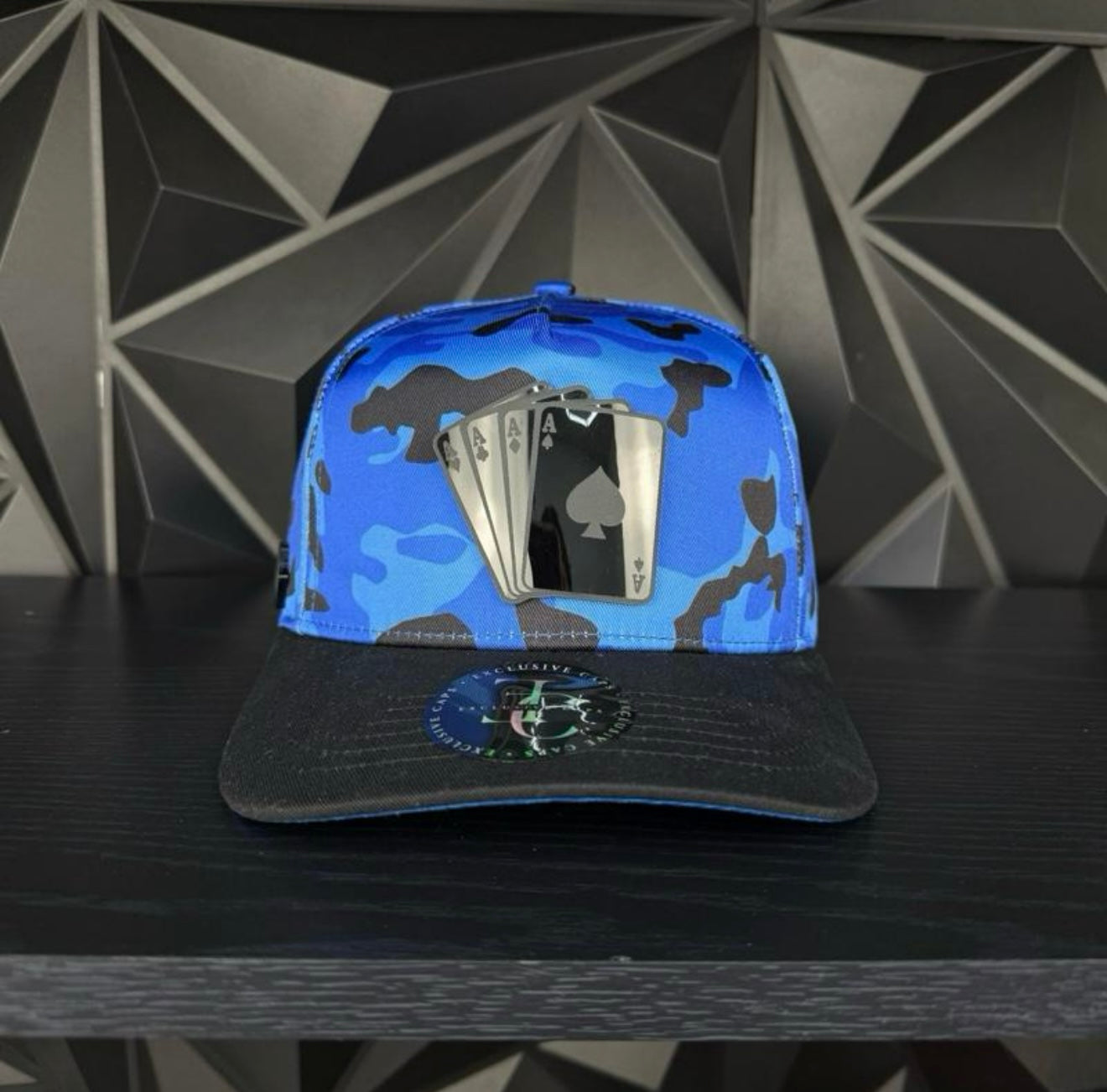 Poker placa SnapBack gorra-Azul camo