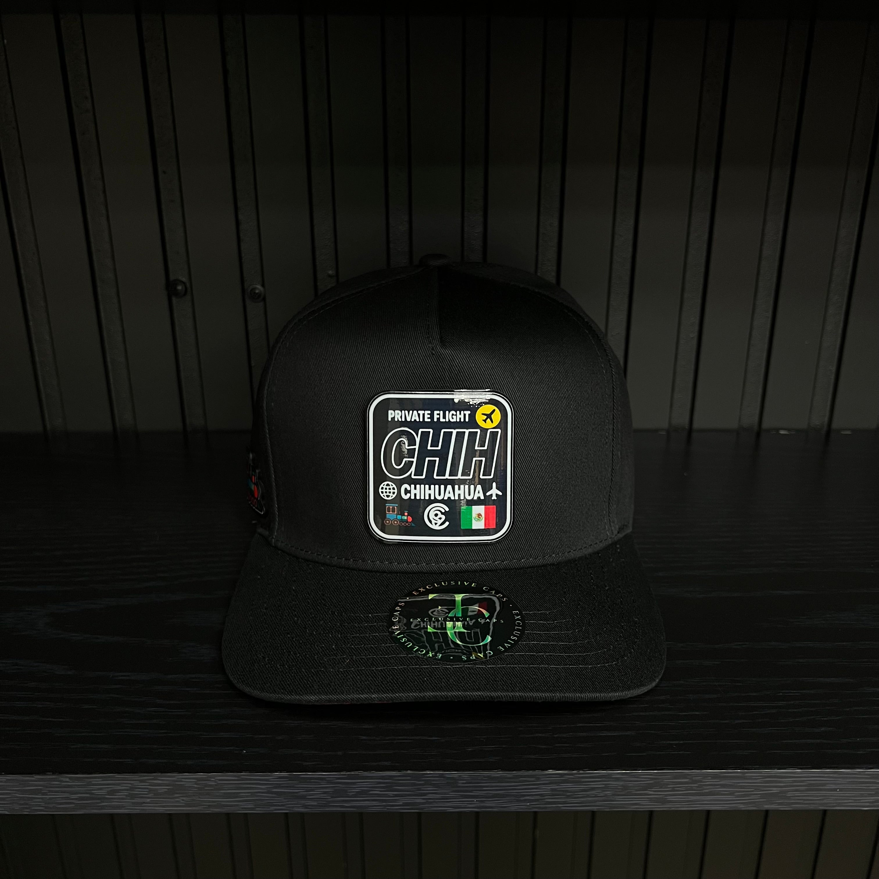 Exclusive Chihuahua Private Flight SnapBack Hat - Black/Red Cotton Cap