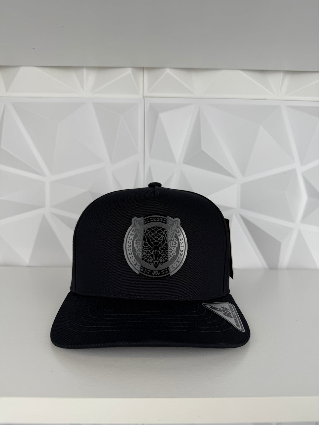 Búho Placa SnapBack Gorra-Negra