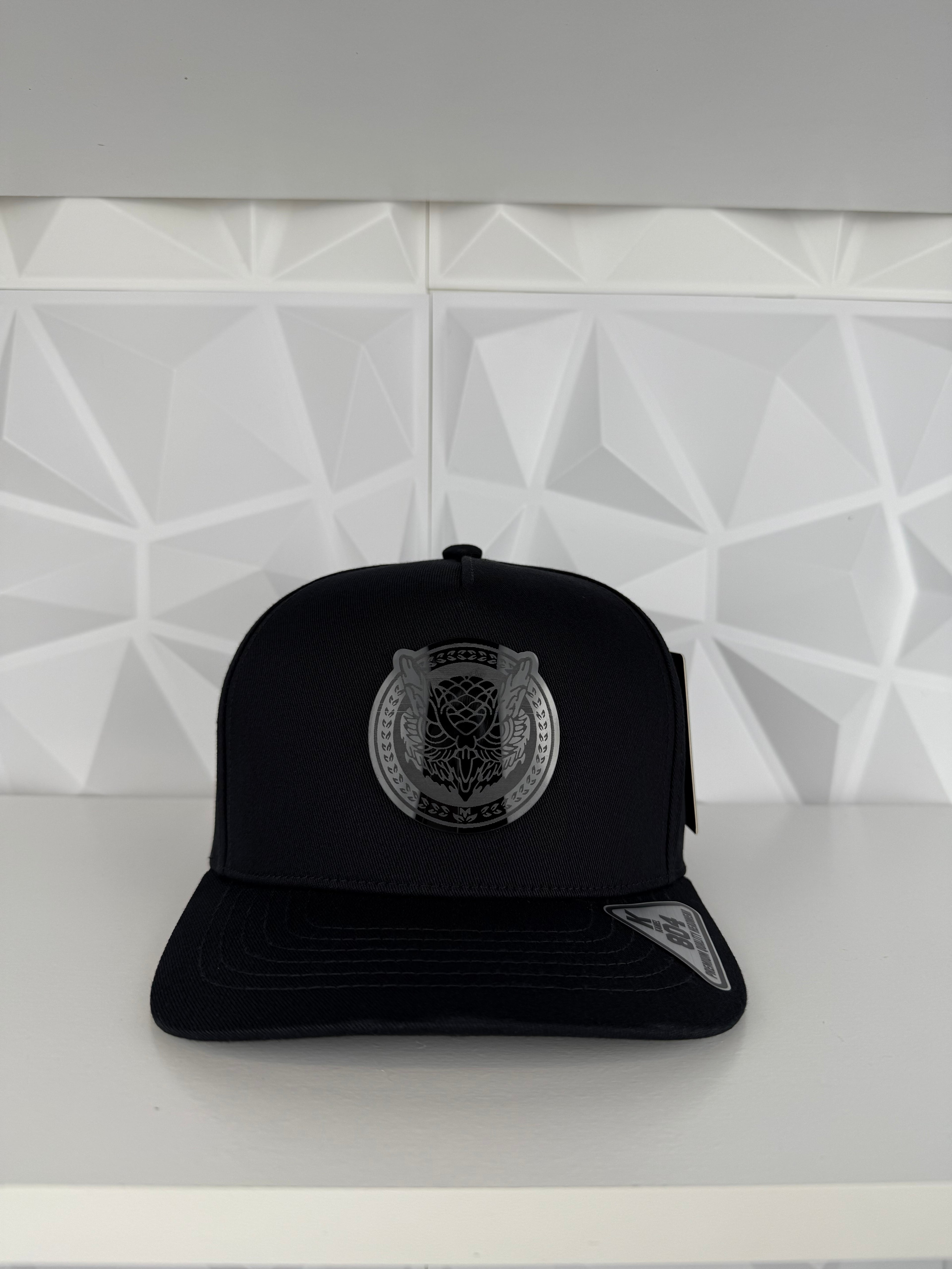 Búho Placa SnapBack Gorra-Negra
