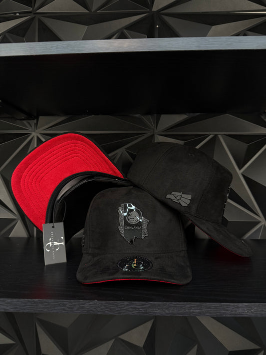 Chihuahua México SnapBack hat-black/red suede