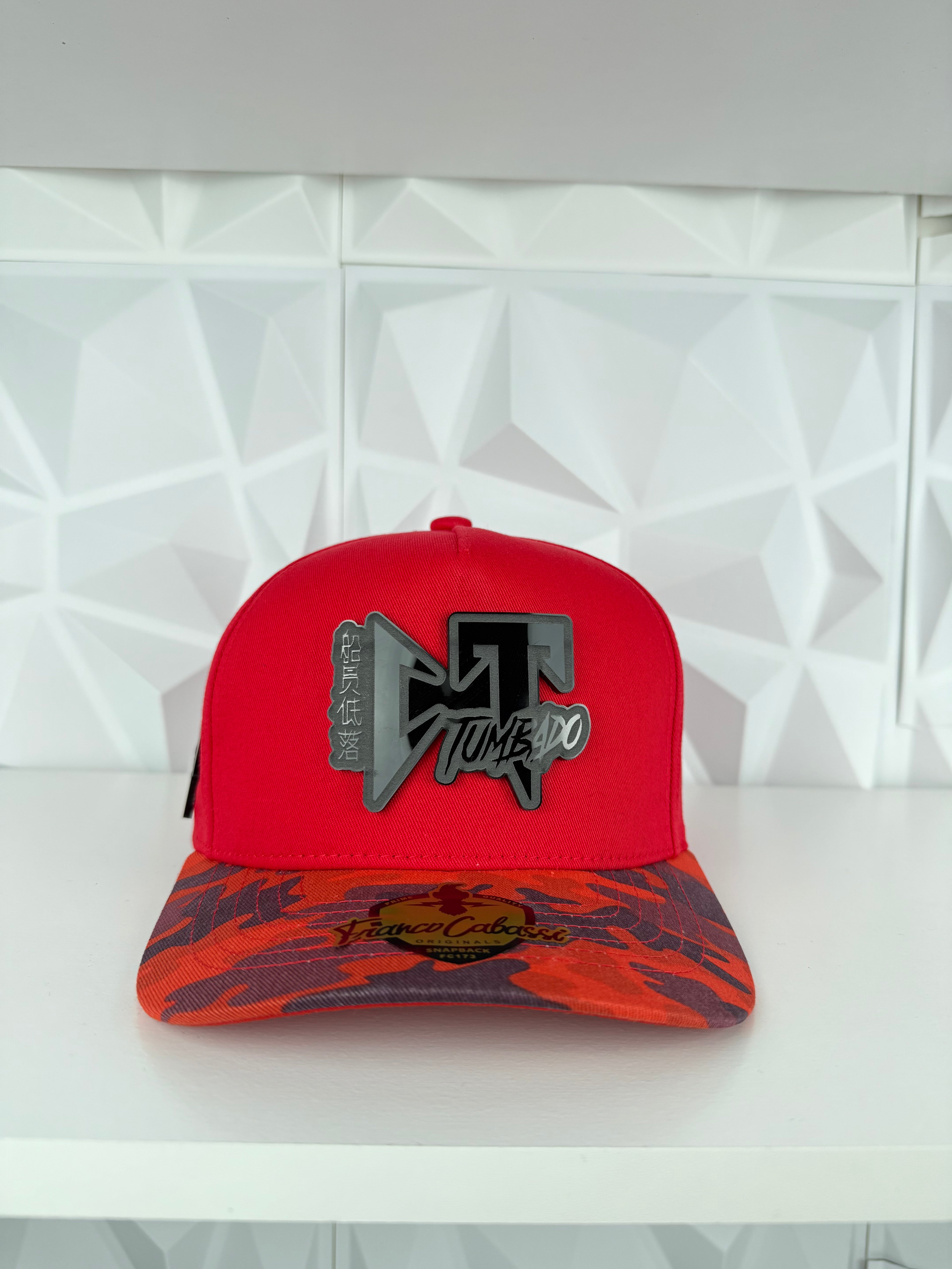 CT Tumbado Placa SnapBack Gorra-Roja Camuflaje