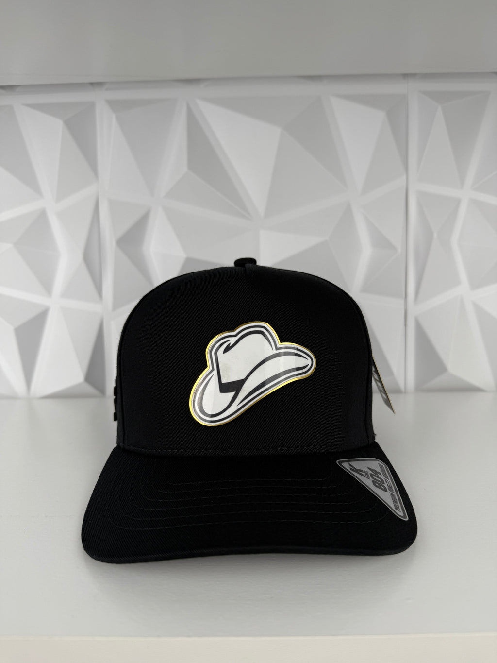 Sombrero Blanco Placa SnapBack Gorra-Negra