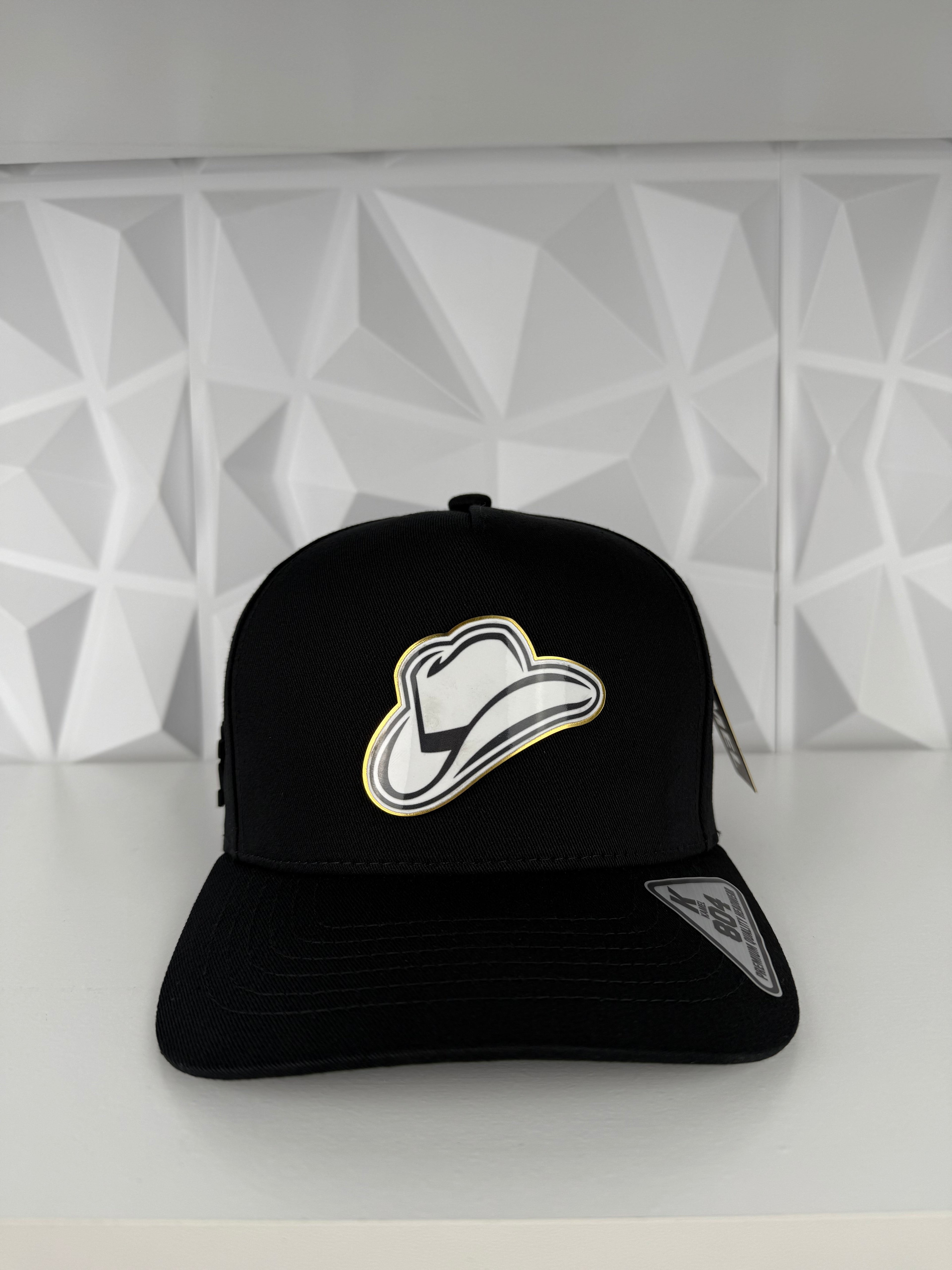 Sombrero Blanco Placa SnapBack Gorra-Negra