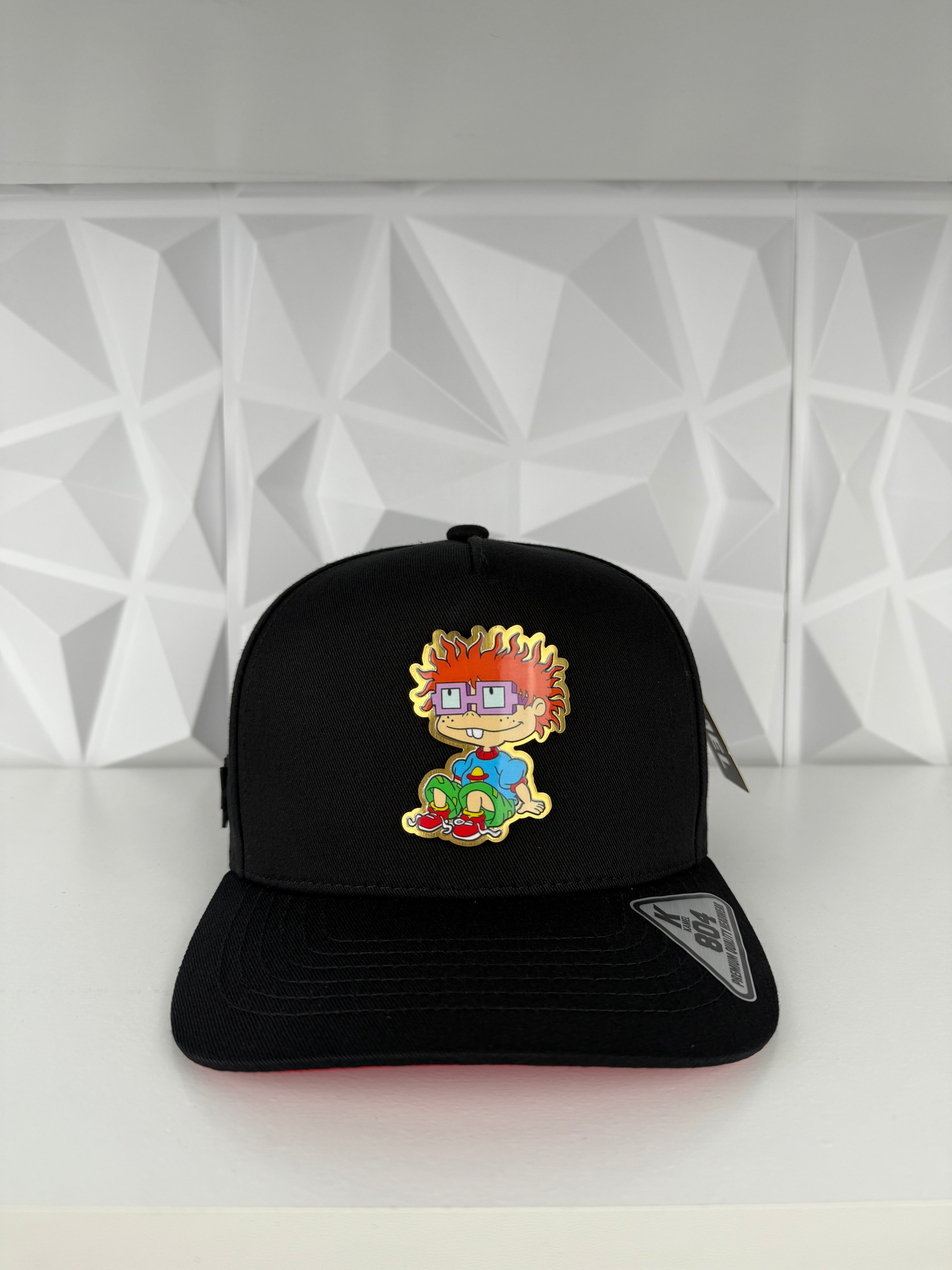 Rugrats Placa SnapBack Gorra- Negra/Roja