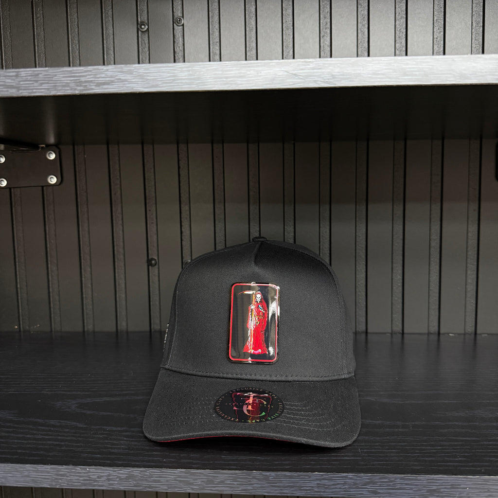 Exclusive Santa Muerte Red SnapBack Hat-Black/Red