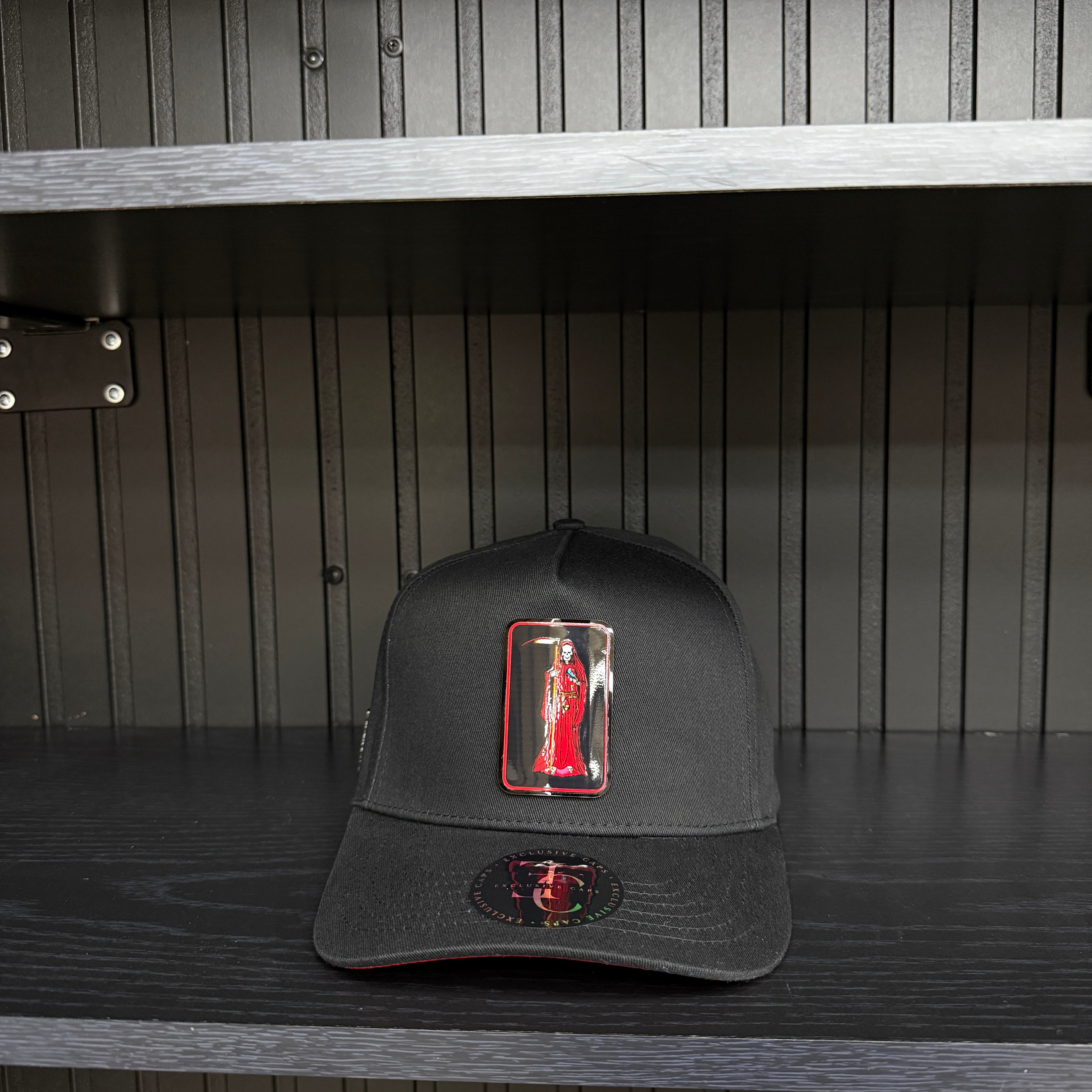 Exclusive Santa Muerte Red SnapBack Hat-Black/Red