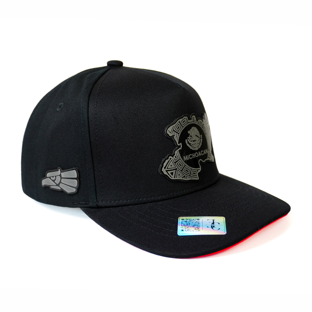 Michoacán Snapback — Negro/Rojo Algodon