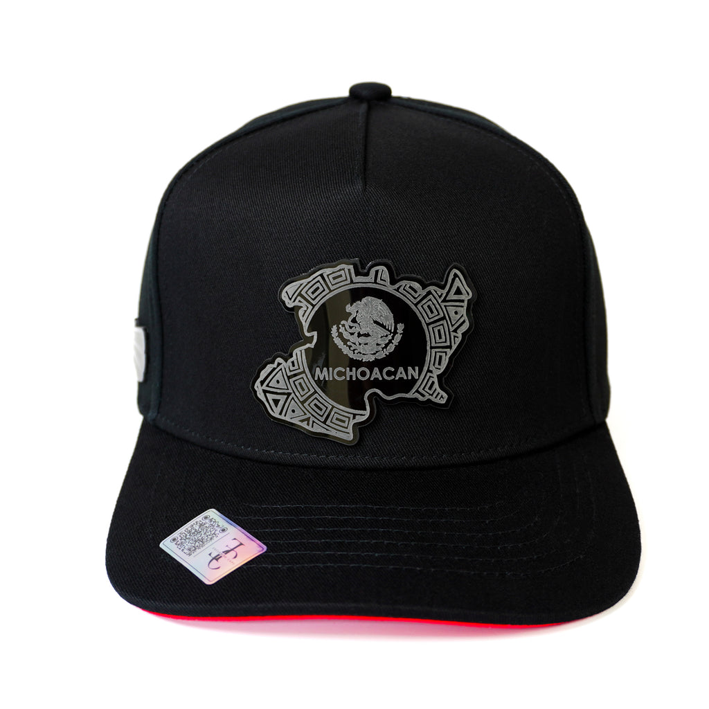 Michoacán Snapback — Negro/Rojo Algodon