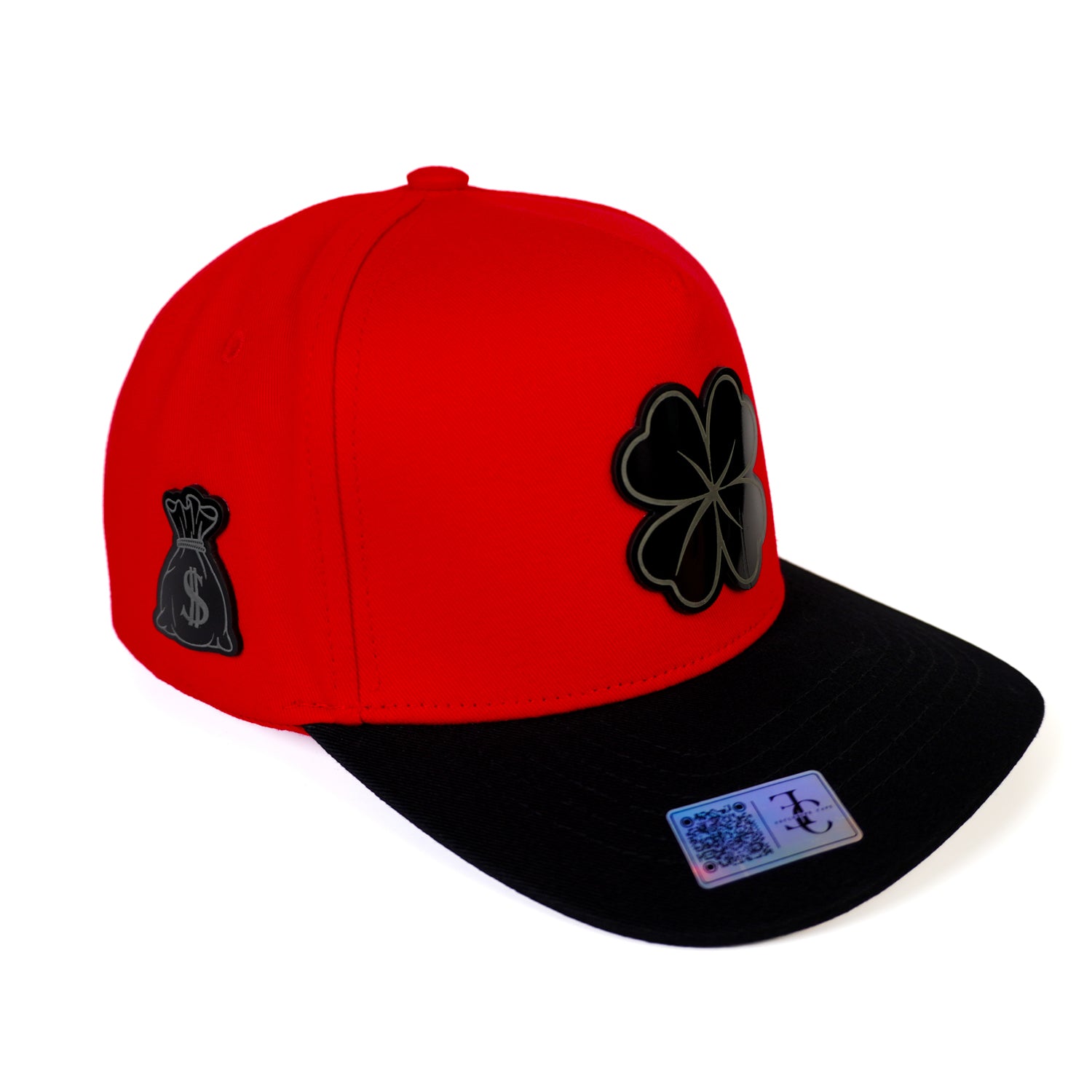 Trébol Placa Snapback — Rojo/Negro