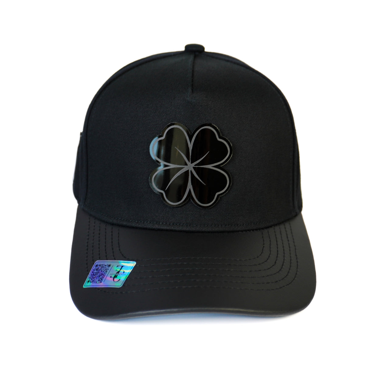 Trebol plate SnapBack hat-Black/leather