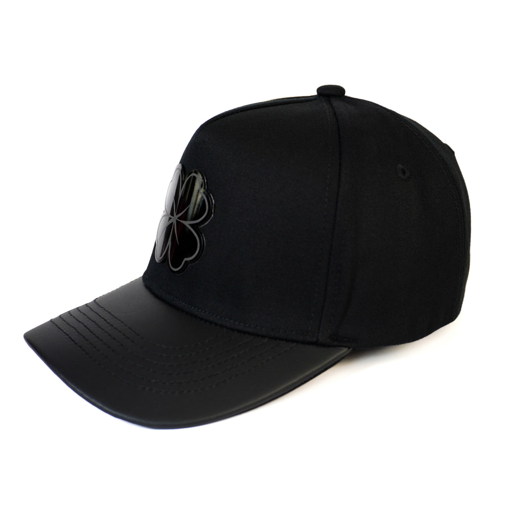 Trebol plate SnapBack hat-Black/leather