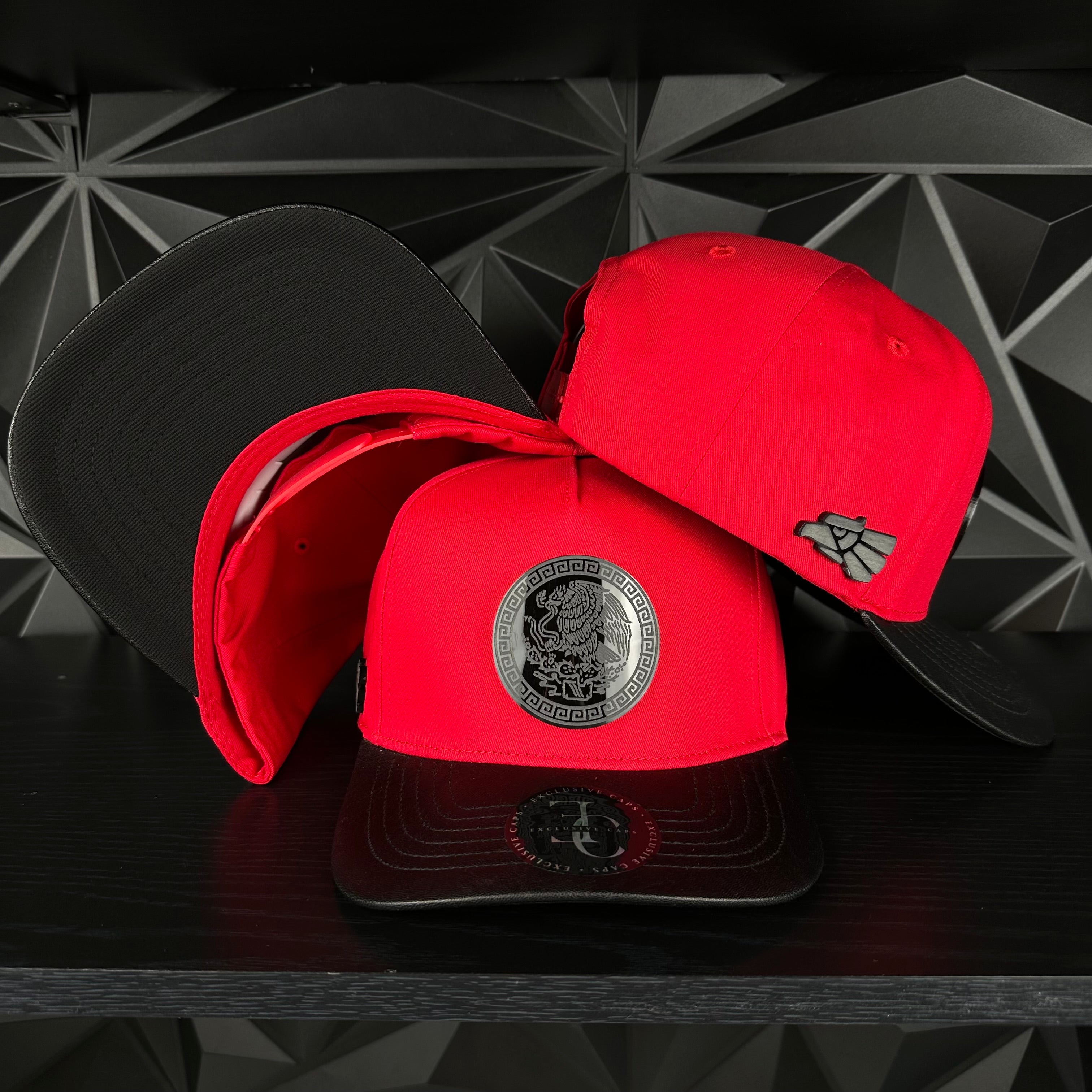 México plate SnapBack hat-Red/black