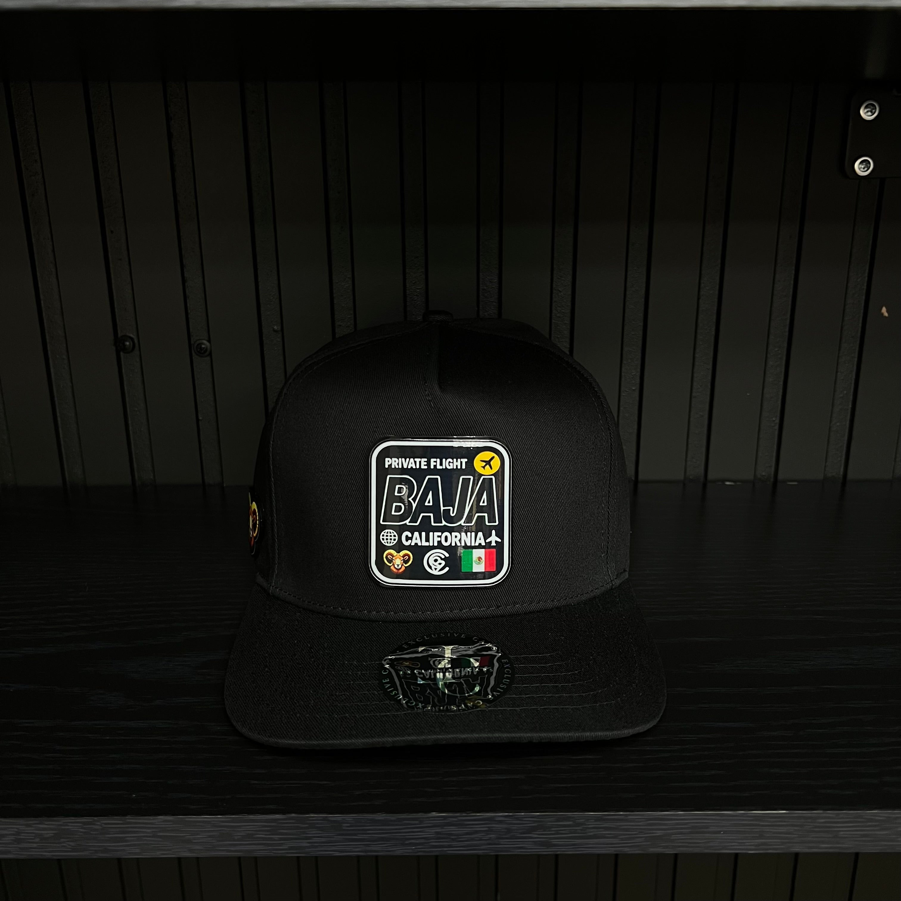 Exclusive Baja California Private Flight SnapBack Hat - Black/Red Cotton Cap