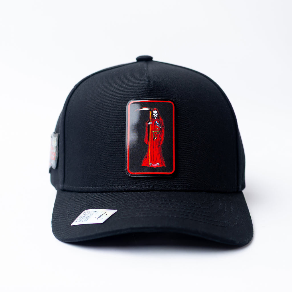 Santa Muerte Snapback — Negro/Rojo