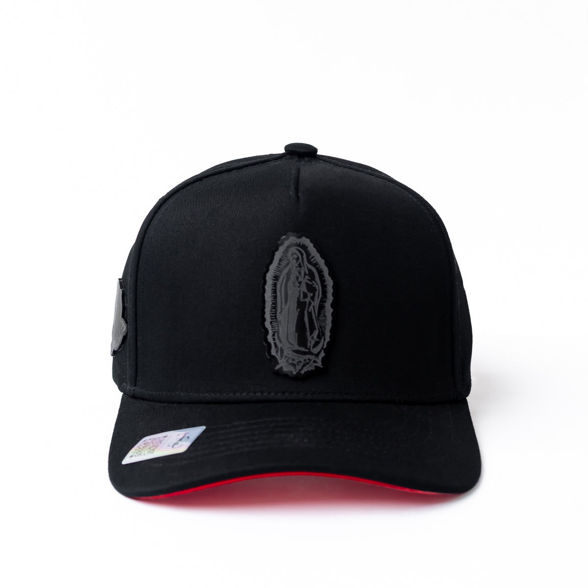 Virgen de Guadalupe Placa Snapback — Negro/Rojo