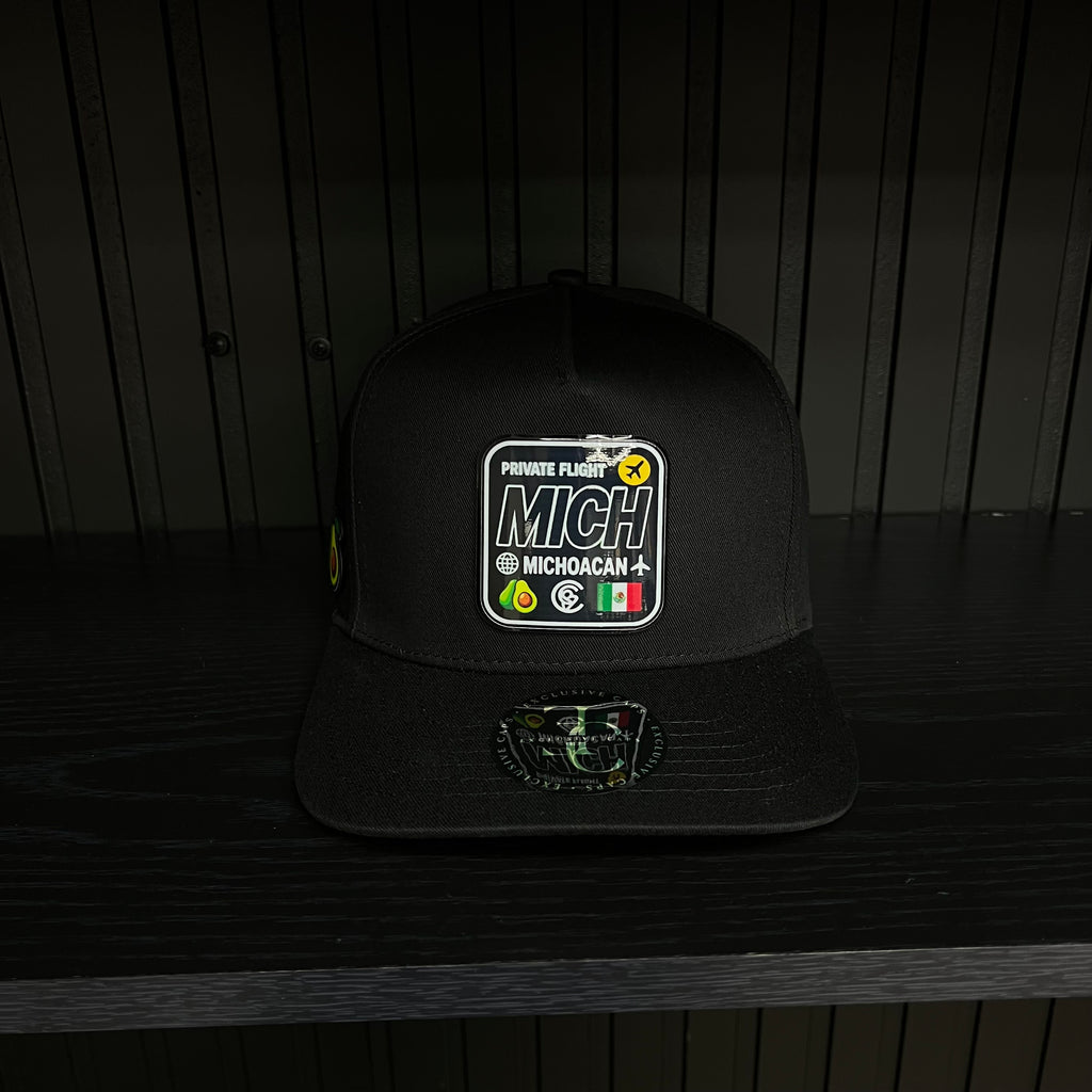 Exclusive Michoacan Private Flight SnapBack Hat - Black/Red Cotton Cap