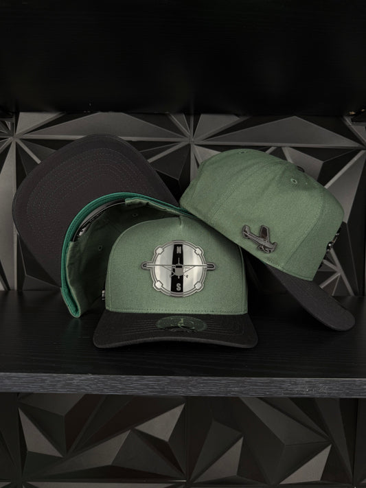 Compass Plane SnapBack Gorra-Verde/Negra