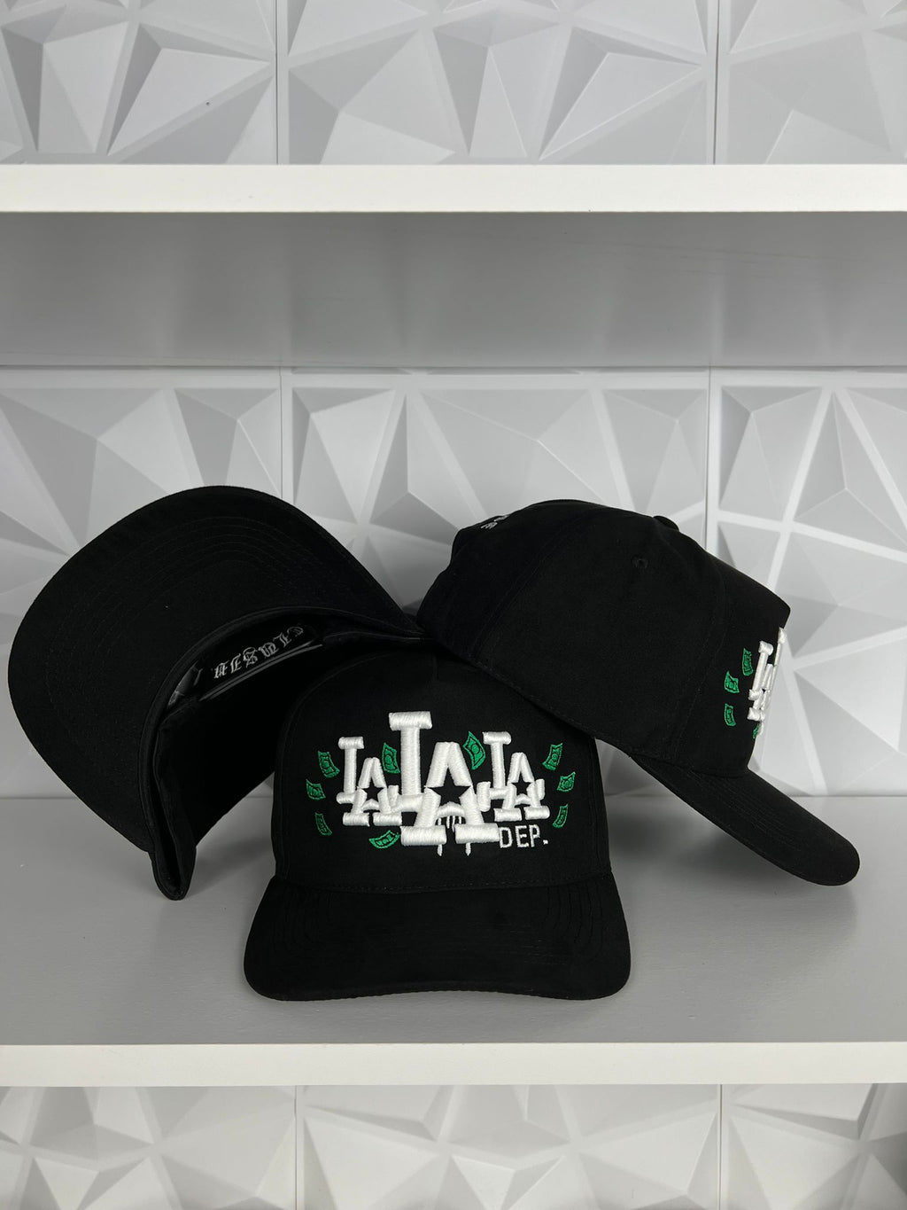 LA money SnapBack hat- suede