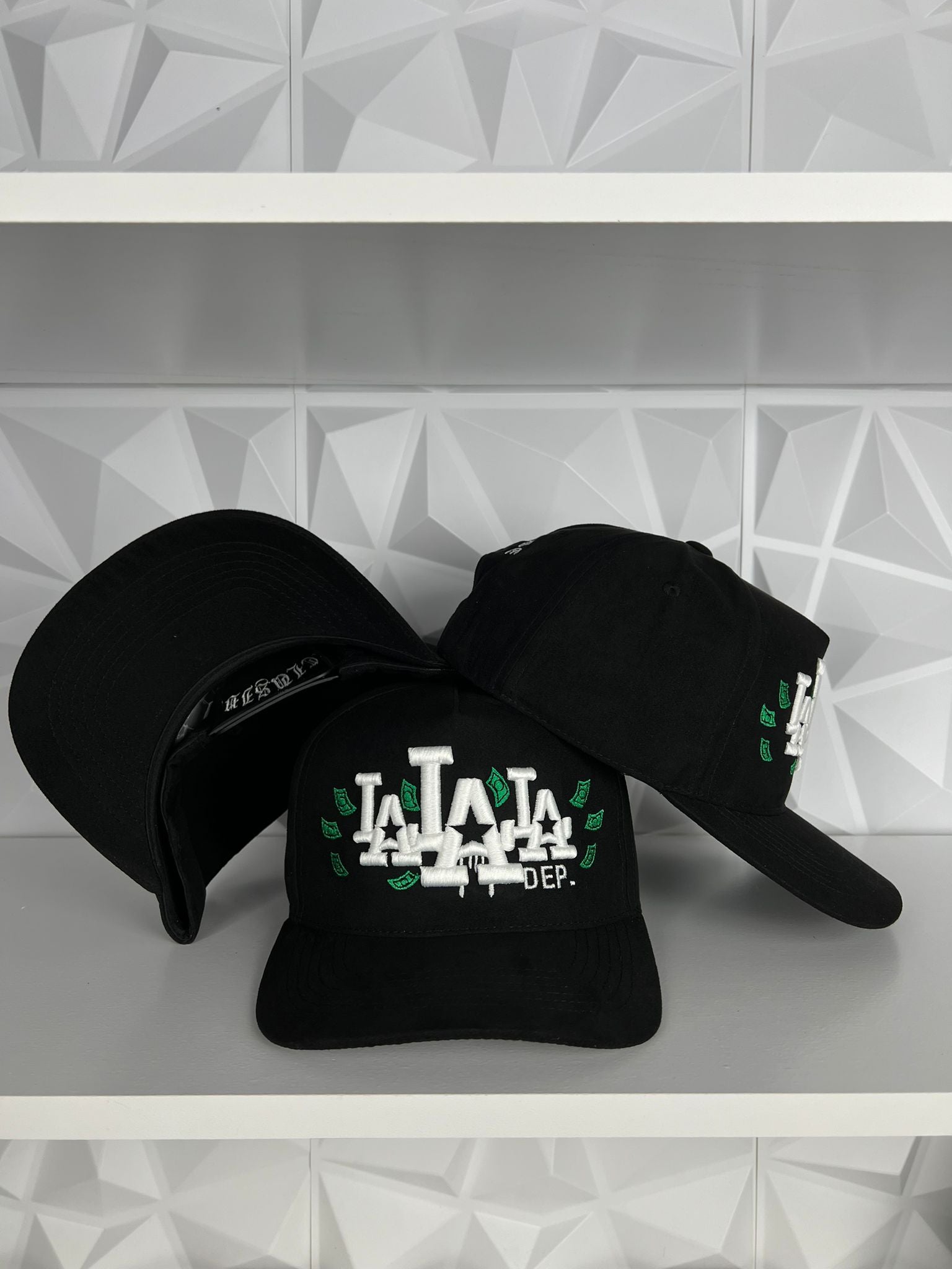 LA money SnapBack hat- suede