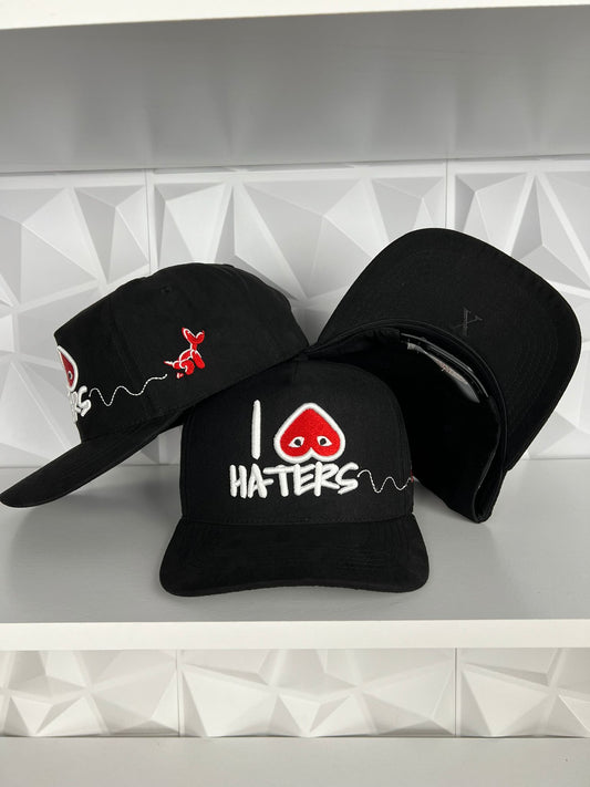 I love haters SnapBack gorra-negra gamuza